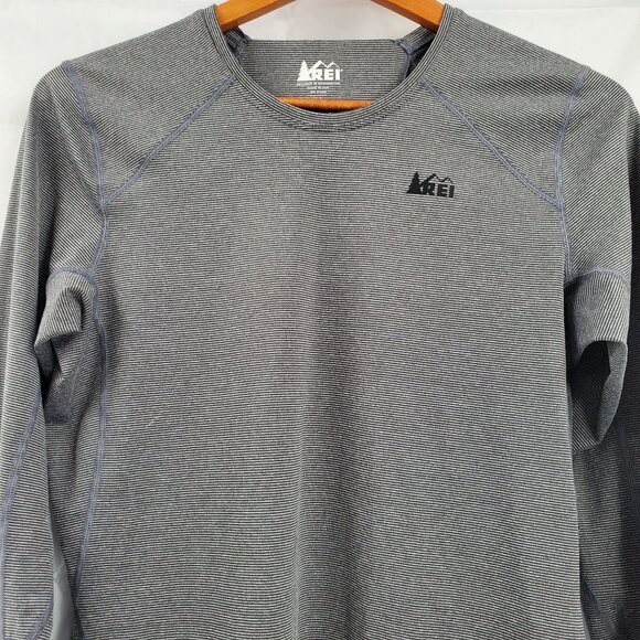 REI Women's Activewear Striped Long Sleeve Crew Top Gray Size Medium - Picture 3 of 10